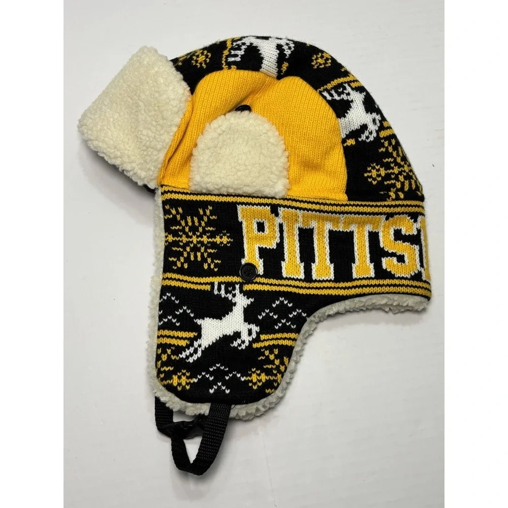 Pittsburgh Trapper Hat Quilted /Sherpa Lined Winter Cap Pirates Steelers Colors‎